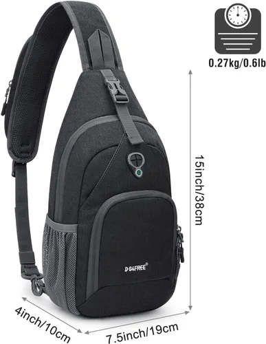 Miniatura 2 de G4Free Bolso bandolera RFID, mochila cruzada para el pecho, bolso de hombro para senderismo al aire libre Gris oscuro