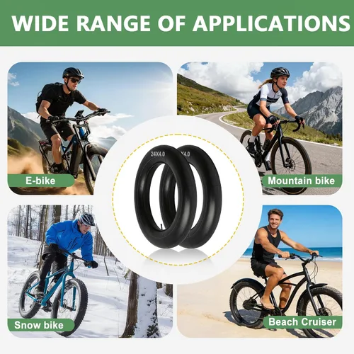 Miniatura 7 de 2 Pack of Fat Tire Bike Inner Tubes, 20/24/26 X4.0 Heavy Duty Bike Tube, Inner Tube with 32mm Schrader Valve for Snow Mountain Bike E-Bike