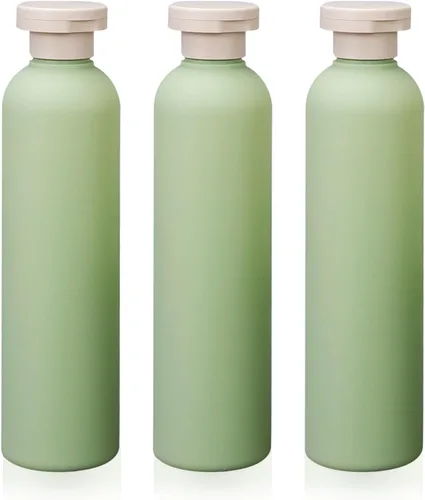 3 botellas de 8.8 onzas con tapa abatible, reutilizables y recargables, a prueba de fugas, para lociones, cremas faciales, champús, acondicionador