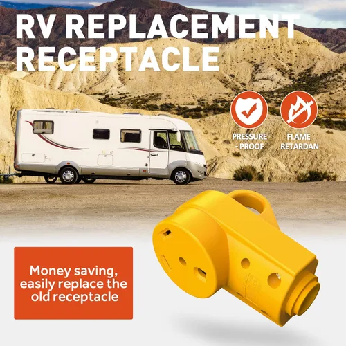 Miniatura 5 de SnowyFox Enchufe de Repuesto Hembra de 30 Amperios para RV - Enchufe Resistente de 30 Amperios para RV con Mango Ergonómico, Diseñado para Acomodar