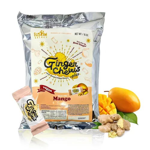 Miniatura 10 de Fusion Select Caramelos masticables de jengibre - Dulces delicias confitadas suaves de Indonesia - Promueve el alivio de las náuseas matutinas