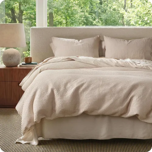 Miniatura 41 de Bedsure - Juego de funda de edredón de algodón tamaño queen, 100% algodón con tejido gofre color verde bosque, funda para edredón tamaño queen, ropa