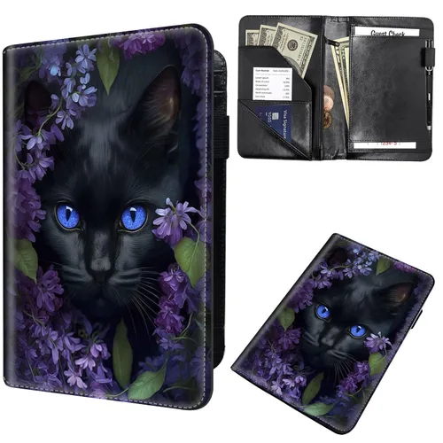 Miniatura 11 de Libreta de pedidos para camarera, cartera de cuero con bolsillo con cremallera oculta, soporte para bolígrafos, lindo organizador para camarera