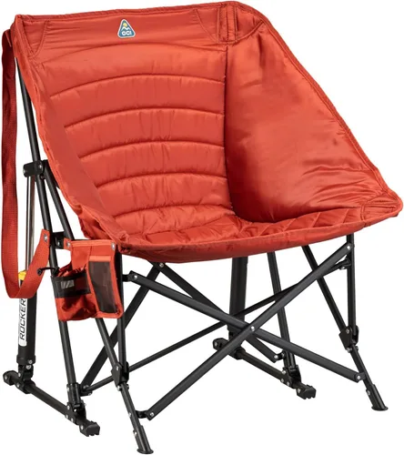 Miniatura 14 de GCI Outdoor - Mecedora plegable estilo sling para exteriores con portavasos y bolsillo para teléfono Rojo