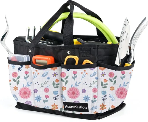 Miniatura 13 de Housolution Bolsa de Jardinería, Bolsa de Almacenamiento de Herramientas de Jardín de Lujo y Organizador para el Hogar con Bolsillos, Resistente al