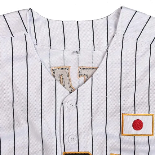 Miniatura 5 de Mens Ohtani 16# Stitched Japón Baseball Jerseys Blanco Negro Pinstriped Camisas