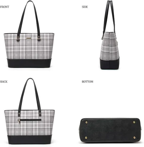 Miniatura 127 de Juego de 4 bolsas modernos para mujer de cuero sintético: bolso tote, bolso de hombro, bolso de mano y cartera.