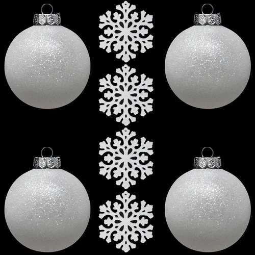 Miniatura 10 de Adornos grandes y blancos para árbol de Navidad de estilo casa de campo, decoración navideña, de 4.72 pulgadas, de plástico inastillable, bolas