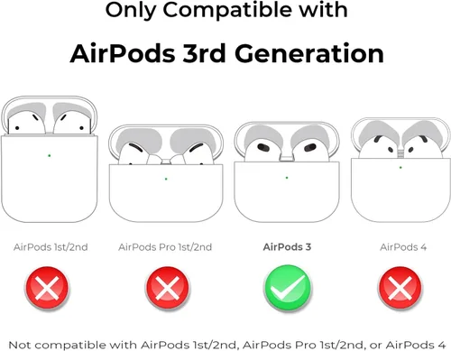 Miniatura 2 de Linda funda para AirPods 3 (2021), funda de silicona suave a prueba de golpes con mosquetón para AirPods 3D de 3ª generación (2021), diseño de gato