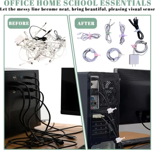 Miniatura 3 de Organizador de cables, 36 bridas de silicona reutilizables, resistentes a la intemperie, organizador de cables de viaje de alta elasticidad