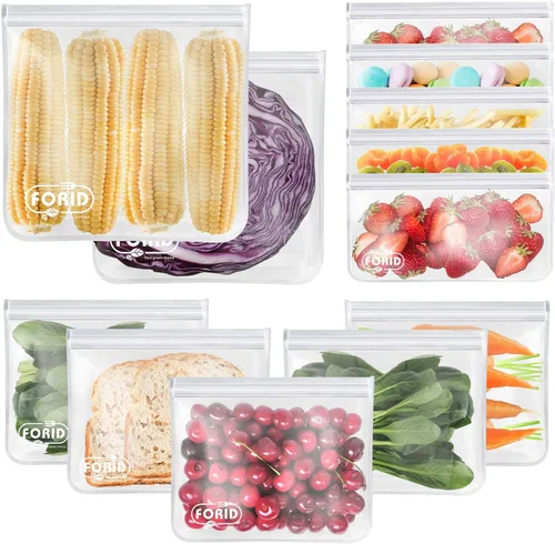 Miniatura 9 de FORID Bolsas reutilizables para congelador, paquete de 6 bolsas extra gruesas a prueba de fugas de 1 galón para marinar alimentos y frutas