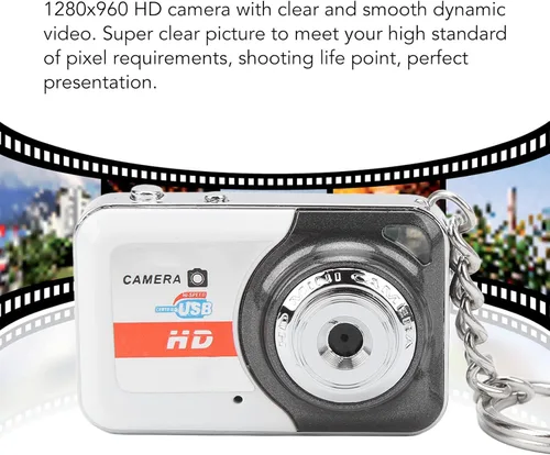Miniatura 6 de Mini cámara DV para niños, video HD y toma de imágenes con detección de movimiento, llavero, portátil (gris plateado)