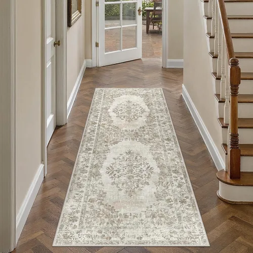 Miniatura 17 de PureCozy - Alfombra de área beige de 8 x 10, lavable, vintage, alfombra para sala de estar, dormitorio, gran alfombra suave retro de pelo bajo