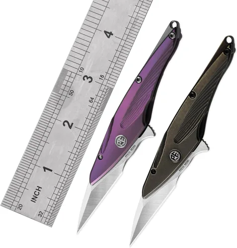 Miniatura 4 de Petrified fish PFE10 - Cuchillo plegable para colibrí, hoja de satén M390 de 1.06 pulgadas, mango de titanio de 1.05 onzas, cuchillo de bolsillo