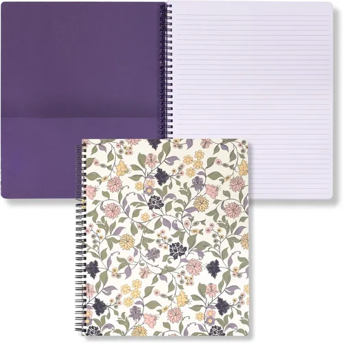 Miniatura 9 de Steel Mill & Co - Cuaderno de espiral grande con rayas universitarias, 11" x 9.5", tapa dura y 160 páginas forradas, diseño floral rosa
