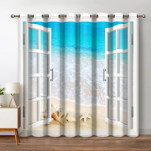 Miniatura 24 de Jekeno - Cortinas opacas de cine para dormitorio, sala de estar, carrete de película con estampado rojo y negro, con ojales, juego de 2 paneles, 52