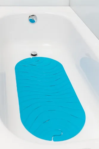 Miniatura 2 de Boon B11192 RIPPLE - Tapete antideslizante para bañera de bebé con gancho para colgar y orificios de drenaje, color azul