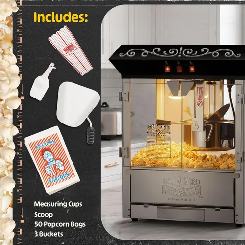 Miniatura 2 de Máquina para palomitas de maíz perfectas Great Northern de 10 oz, hace 12 cuartos de galón, Negro