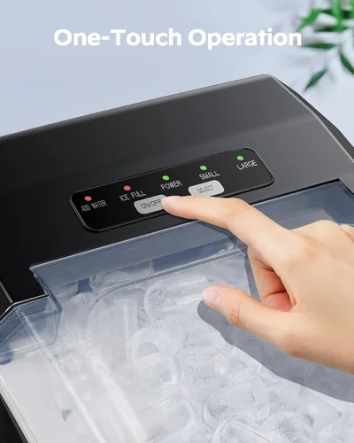 Miniatura 4 de HOMEZAY Encimera para hacer hielo, 9 cubos listos en 6 minutos, 26 libras por día, máquina de hielo con 2 tamaños de hielo y autolimpieza, máquina