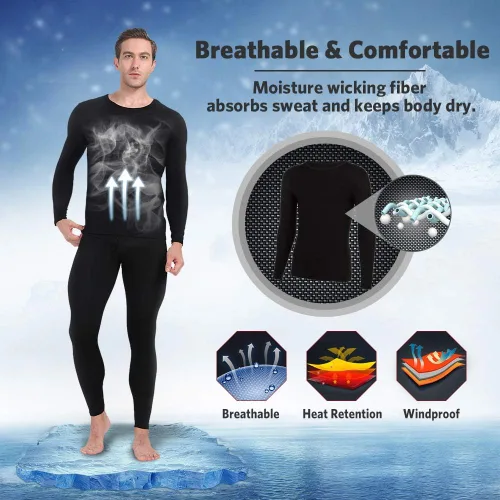 Miniatura 2 de MANCYFIT Camisas térmicas para hombre con forro polar y manga larga