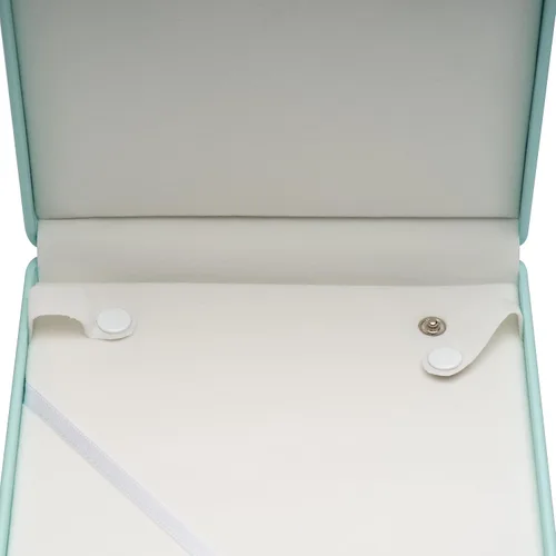 Miniatura 3 de COWFEX Cadena larga de perlas PU collar caja de regalo vitrina soporte de almacenamiento (azul)