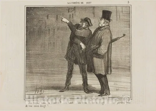 Historic Pictoric Print : Can You See The Comet?... Plate Five La Comete De 18five7, Honore Victorin Daumier, c 18five7, Vintage Wall Decor : 36in x
