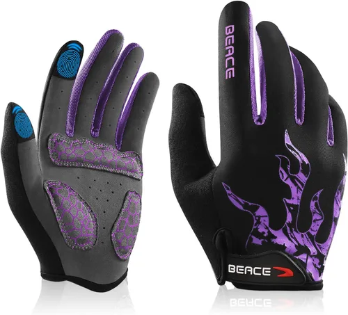 Miniatura 43 de BEACE Guantes de ciclismo para hombres y mujeres, guantes de ciclismo de montaña con pantalla táctil y palma de silicona antideslizante, guantes