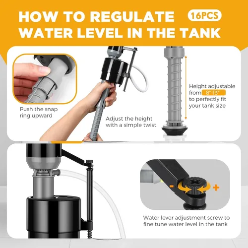 Miniatura 3 de Lasnten Kit de reemplazo de válvula de llenado de inodoro de 16 piezas, kit de reemplazo de válvula para control de agua de tanque y tazón