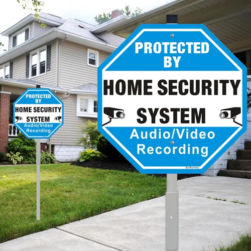 Miniatura 6 de Paquete de 2 letreros de seguridad protegidos por el sistema de seguridad para el hogar con estacas de aleación de 36 pulgadas, 12 x 12 pulgadas