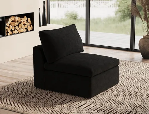 Miniatura 13 de ohllob Sofás seccionales Cloud de 110 pulgadas para sala de estar, sofá deshuesado en forma de L con otomana, sofá modular de 3 plazas, color negro