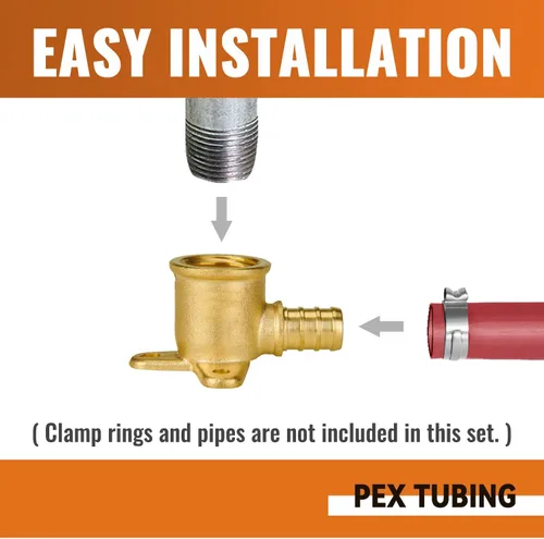 Miniatura 4 de SUNGATOR Paquete de 2 codos de oreja Pex de 1/2 pulgada, sin plomo de latón, accesorios Pex de 1/2 pulgada, certificado NSF