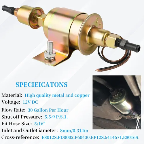 Miniatura 4 de Bomba de combustible eléctrica universal de 12 V, 5-9 PSI 30 GPH de gasolina y gasóleo, bomba de transferencia de combustible diesel para motor