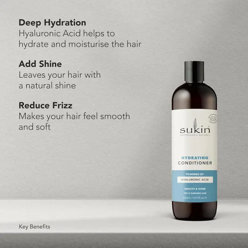 Miniatura 5 de Sukin Acondicionador hidratante, sin sulfatos, repara el cabello seco y dañado, antiencrespamiento, aroma a coco y lima, 16.91 onzas líquidas