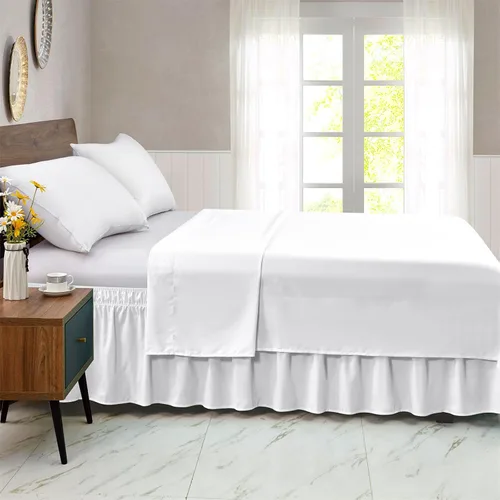 Miniatura 7 de FreshCulture Falda de cama King, con volantes antipolvo para cama de tamaño King, fácil ajuste con caída a medida de 15 pulgadas, falda de cama