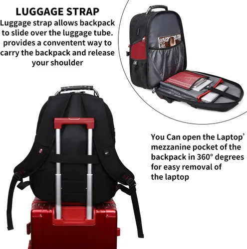 Miniatura 4 de SHRRADOO Mochila de viaje extragrande para laptop de 50L con puerto de carga USB, mochila para universidad y escuela secundaria, bolsa de trabajo