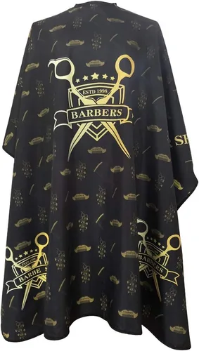 Miniatura 10 de Pelocapa Capa de peluquería para hombre, capa de peluquería con broches a presión, impermeable, profesional, diseñador, bata de capa - 63 x 56