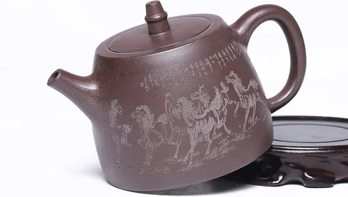 Miniatura 3 de Zisha - Tetera grande de 14.2 onzas, arcilla china genuina Yixing hecha a mano, tetera con filtro, infusor Kung Fu de hojas sueltas, arcilla púrpura