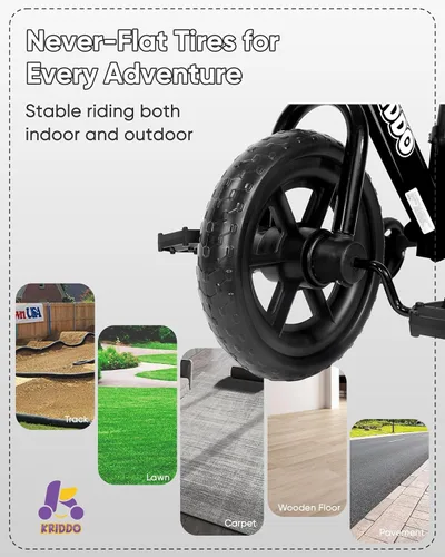 Miniatura 7 de KRIDDO - Triciclo 2 en 1 para niños y bicicleta de equilibrio para niños de 2 años, pedales desmontables y ruedas de entrenamiento guardables, placa