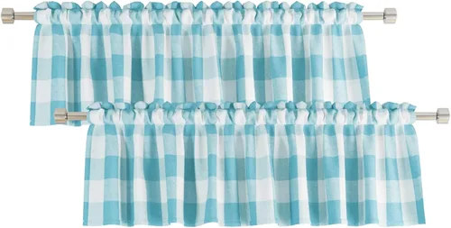 Miniatura 13 de 2 cenefas de cuadros de búfalo a cuadros para ventana de sala de estar, 16 pulgadas de largo, clásico dormitorio, baño, bolsillo para barra, cenefas