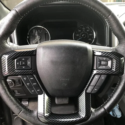 Miniatura 7 de Keptrim Funda para volante de fibra de carbono ABS F-150 para Ford F150 2015 2016 2017 2018 2019 2020 Ford F150, para 2017-2022 F250 F350, para Ford