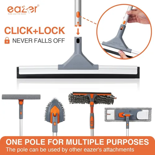 Miniatura 10 de Eazer Escoba de rasqueta para suelo: cepillo de limpieza de servicio pesado con poste de aluminio extensible de 50.3' y hoja de goma para cocina