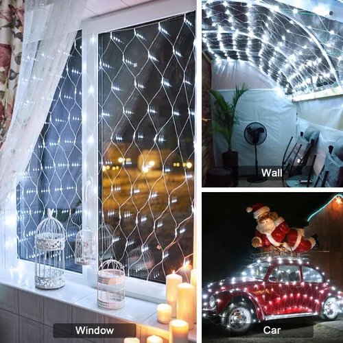 Miniatura 6 de JMEXSUSS Luces de Red al Aire Libre Impermeables, 12 pies x 5 pies con 8 Modos y Control Remoto, 360 LED, Luces de Red Enchufables para Decoración