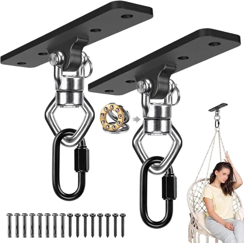 Miniatura 11 de BeneLabel Percha de Columpio con Rodamiento Giratorio de Capacidad de 800 Libras Soporte de Montaje en Techo de Acero Inoxidable Kit Colgante