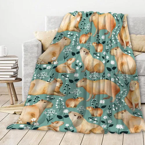 Miniatura 9 de Cabybara - Manta de franela Capybara ultrasuave y bonita para niños y niñas, manta de felpa acogedora y divertida de animales, regalo divertido