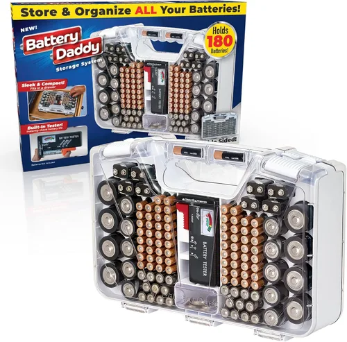 Miniatura 12 de Ontel Battery Daddy - Estuche de almacenamiento y organizador con probador, almacena y protege hasta 180 baterías, doble cara, diseño duradero