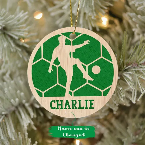 Miniatura 2 de Adorno de Navidad de balón de fútbol, adorno de fútbol personalizado con nombre, adorno de jugador de fútbol personalizado para árbol de Navidad