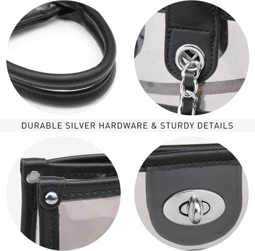 Miniatura 5 de MARCO M KELLY Bolso Grande Transparente Aprobado para Estadios para Mujeres, Bolso de Mano Transparente para Eventos en Estadios, Bolso Bandolera 2