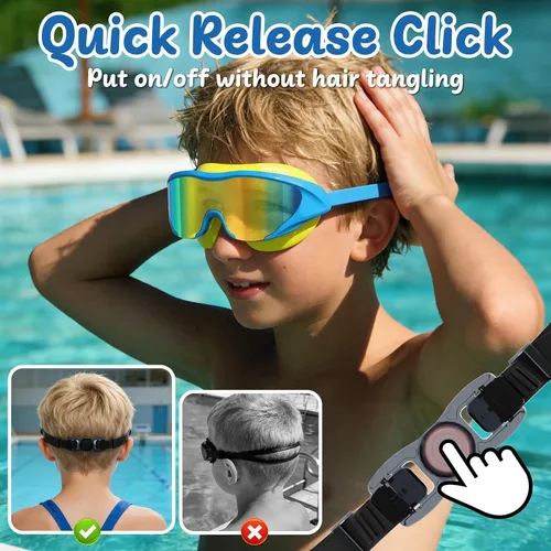 Miniatura 5 de Gafas de natación anti niebla UV para niños de 6 a 14 años, paquete de 2 gafas de natación para niños con tapones para los oídos adjuntos