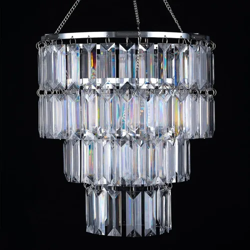 Miniatura 4 de Lámpara de Araña Moderna con Pantalla y Cable de Luz con Enchufe - Accesorio de Iluminación de Lámpara de Araña Cromada - Pantalla de Techo Colgante