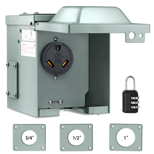 Nilight Caja de Salida de Energía para RV de 30AMP, Receptáculo NEMA TT-30R de 125V, Servicio Pesado, Preperforado, Listado ETL, Caja Cerrada Caja